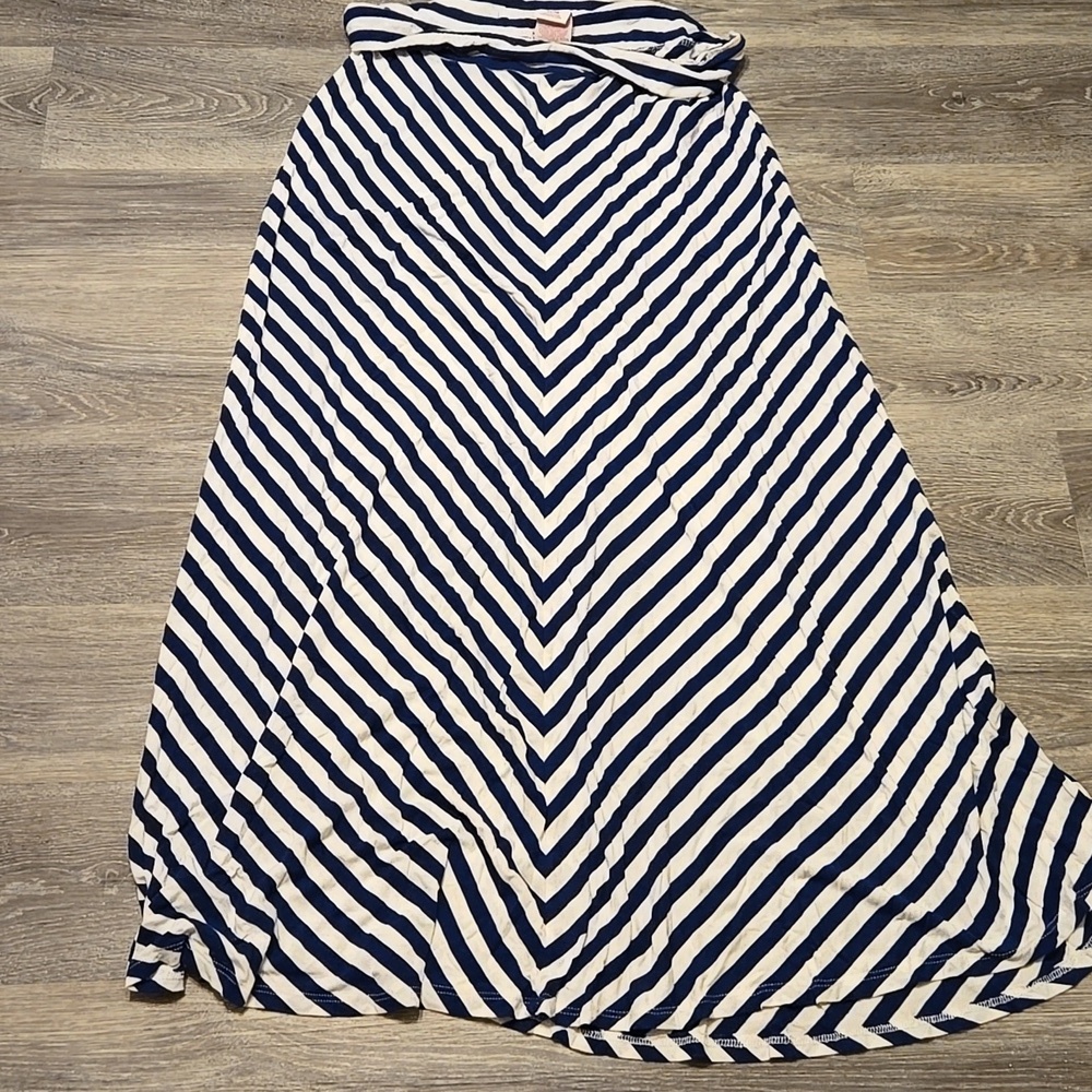 Blue And White Chevron Maxi Skirt Sz XL